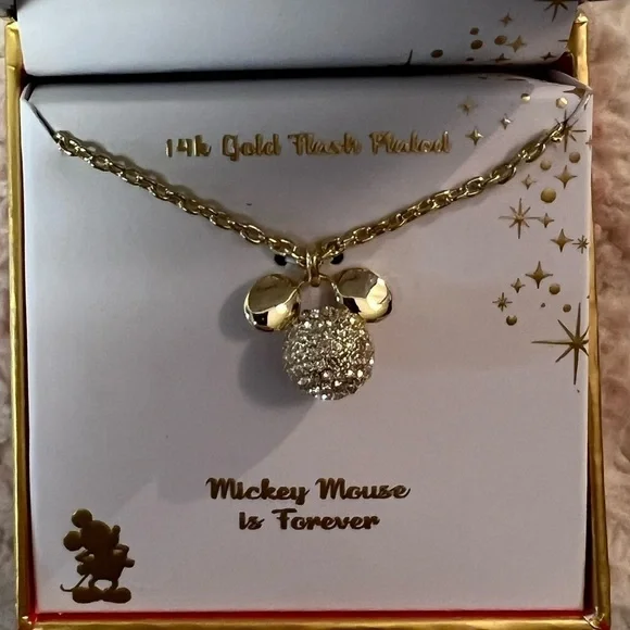 Disney "Mickey Mouse" 14K Gold Flash Plated Pendant Necklace - Picture 4 of 8